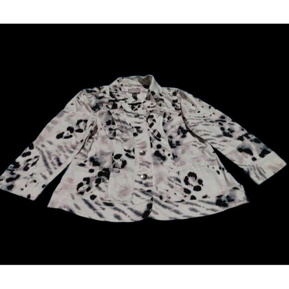 Chico's Woman White Jacket Sz 0(S/4) Dalmatian Spots Polka Dots Office Work - Picture 1 of 7
